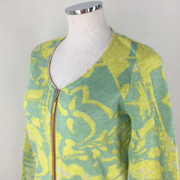 Eva Claudi Dansih Sweater Cardigan zip M Yellow - Picture 2 of 4